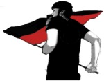 Artwork --- Waving the Red and Blag Flag of Anarcho-Syndicalism (Anarchy and Anarchism Directory | Description : This image came from http://www.RadicalGraphics.or... | Tags : Flag, Red And Black, Red And Black Flag, Anarchist...) ::: By Radical Graphics (About: All material posted here originally appeared at ht... | Ideals: Anarchy, Animal Liberation, Anti-America, Anti-Bio...)