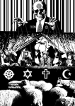 Artwork --- Government Uses Religion to Pacify, Disarm, and Control Any Resistance to Tyranny (Anarchy and Anarchism Directory | Description : This image came from http://www.RadicalGraphics.or... | Tags : Skull, Hands, Puppet, Ventriloquist, Pyramid, Eye,...) ::: By Radical Graphics (About: All material posted here originally appeared at ht... | Ideals: Anarchy, Animal Liberation, Anti-America, Anti-Bio...)