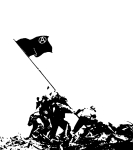Artwork --- Finally Raising the Right Flag This Time (Anarchy and Anarchism Directory | Description : This image came from http://www.RadicalGraphics.or... | Tags : Anarchist Flag, Black Flag, Flag, Flag Pole, Circl...) ::: By Radical Graphics (About: All material posted here originally appeared at ht... | Ideals: Anarchy, Animal Liberation, Anti-America, Anti-Bio...)