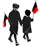 Artwork --- Children Show Their Support for Anarcho-Syndicalism with Red and Black Flags (Anarchy and Anarchism Directory | Description : This image came from http://www.RadicalGraphics.or... | Tags : Red And Black, Red And Black Flag, Anarchist Flag,...) ::: By Radical Graphics (About: All material posted here originally appeared at ht... | Ideals: Anarchy, Animal Liberation, Anti-America, Anti-Bio...)
