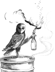 Artwork --- Owls Are Wise Enough to Know that Capitalism Suffers Badly from Molotov Cocktails (Animal Liberation and Animal Emancipation Directory | Description : This image came from http://www.RadicalGraphics.or... | Tags : Owl, Molotov Cocktail, Bird, Claw, Molotov, Burnin...) ::: By Radical Graphics (About: All material posted here originally appeared at ht... | Ideals: Anarchy, Animal Liberation, Anti-America, Anti-Bio...)