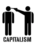 Artwork --- Capitalism: Someone Controlling Your Right To Food is like Someone Putting a Gun To Your Head (Anti-Capitalism and Anti-Exploitation Directory | Description : This image came from http://www.RadicalGraphics.or... | Tags : Pistol, Capitalism, Gun, Luger, Luger Pistol, Expl...) ::: By Radical Graphics (About: All material posted here originally appeared at ht... | Ideals: Anarchy, Animal Liberation, Anti-America, Anti-Bio...)
