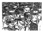 Artwork --- Blindfolded by Patriotic Delusion and Propaganda (Anti-Nationalism and Anti-Patriotism Directory | Description : This image came from http://www.RadicalGraphics.or... | Tags : Blindfold, America, American Flag, Eyes, Censorshi...) ::: By Radical Graphics (About: All material posted here originally appeared at ht... | Ideals: Anarchy, Animal Liberation, Anti-America, Anti-Bio...)