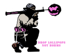 Artwork --- Drop Lollipops, Not Bombs: Lollipop RPG's, Not Actual RPG's (Peace and Anti-War Directory | Description : This image came from http://www.RadicalGraphics.or... | Tags : Lollipop, Rpg, Rocket Propelled Grenade, Terrorist...) ::: By Radical Graphics (About: All material posted here originally appeared at ht... | Ideals: Anarchy, Animal Liberation, Anti-America, Anti-Bio...)