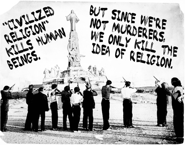 Image of Socialists and Anarchists Executing a Religious Statue