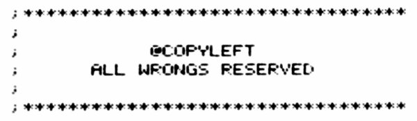 CopyLeft: All Wrongs Reserved, Notice on a Piece of Software
