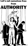 Artwork --- Let's Cut Ourselves Free From Authority: The Revolution is Our Pair of Scissors (Anarchy and Anarchism Directory | Description : This image came from http://www.RadicalGraphics.or... | Tags : Authority, Scissors, Strings, Puppet, Puppet Maste...) ::: By Radical Graphics (About: All material posted here originally appeared at ht... | Ideals: Anarchy, Animal Liberation, Anti-America, Anti-Bio...)
