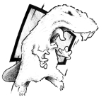Artwork --- Support Beaver Resistance to Human Dams and Ecological Devastation (Animal Rights and Animal Equality Directory | Description : This image came from http://www.RadicalGraphics.or... | Tags : Beaver, Tongue, Teeth, Tail, Fur, Hand, Claws, Cla...) ::: By Radical Graphics (About: All material posted here originally appeared at ht... | Ideals: Anarchy, Animal Liberation, Anti-America, Anti-Bio...)