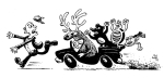 Artwork --- Teach One Animal to Drive a Car and You'll Have Multiple Hit-and-Run Homicides (Anti-Car and Anti-Car Culture Directory | Description : This image came from http://www.RadicalGraphics.or... | Tags : Run, Running, Man, Suit, Bowtie, Hat, Animals, Car...) ::: By Radical Graphics (About: All material posted here originally appeared at ht... | Ideals: Anarchy, Animal Liberation, Anti-America, Anti-Bio...)