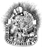 Artwork --- Uncle Sam is the Greatest Junkie in the World, Pumping that Sweet, Sweet Oil into His Veins (Anti-Imperialism and Anti-Colonialism Directory | Description : This image came from http://www.RadicalGraphics.or... | Tags : Uncle Sam, Heroin, Addiction, Oil, Junkie, Greates...) ::: By Radical Graphics (About: All material posted here originally appeared at ht... | Ideals: Anarchy, Animal Liberation, Anti-America, Anti-Bio...)
