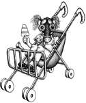 Artwork --- Don't Let the Apocalypse Stop You From Enjoying Life With Your Family (Apocalypse and the End-of-the-World Directory | Description : This image came from http://www.RadicalGraphics.or... | Tags : Gas Mask, Baby Stroller, Child Stroller, Stroller,...) ::: By Radical Graphics (About: All material posted here originally appeared at ht... | Ideals: Anarchy, Animal Liberation, Anti-America, Anti-Bio...)