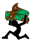 Artwork --- Human Glory in the Industrial Era is like a Stick Figure Holding a Piece of Shit (Earth and Environmentalism Directory | Description : This image came from http://www.RadicalGraphics.or... | Tags : Stick Figure, Earth, Feces, Shit, Person, Carry, H...) ::: By Radical Graphics (About: All material posted here originally appeared at ht... | Ideals: Anarchy, Animal Liberation, Anti-America, Anti-Bio...)