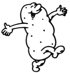 Artwork --- Happy, Dancing Potato that Sings and Smiles (Food and Hunger Directory | Description : This image came from http://www.RadicalGraphics.or... | Tags : Potato, Dance, Smile, Sing, Food, Food Politics, V...) ::: By Radical Graphics (About: All material posted here originally appeared at ht... | Ideals: Anarchy, Animal Liberation, Anti-America, Anti-Bio...)