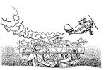 Artwork --- Dusting Your Food with FDA-Approved Poisons (Genetic Engineering and Bioengineering Directory | Description : This image came from http://www.RadicalGraphics.or... | Tags : Pesticide, Insectide, Crop Duster, Crop Dusting, S...) ::: By Radical Graphics (About: All material posted here originally appeared at ht... | Ideals: Anarchy, Animal Liberation, Anti-America, Anti-Bio...)