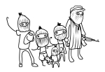 Artwork --- A Family of Zapatista Revolutionaries, All Masked and Raising Their Fists (Zapatistas and EZLN Directory | Description : This image came from http://www.RadicalGraphics.or... | Tags : Zapatista, Ezln, Raised Fist, Zapatistas, Mask, Gu...) ::: By Radical Graphics (About: All material posted here originally appeared at ht... | Ideals: Anarchy, Animal Liberation, Anti-America, Anti-Bio...)